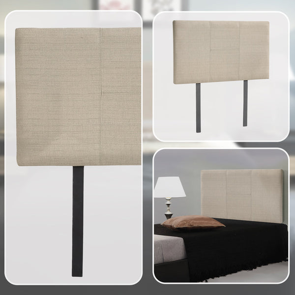Linen Fabric Single Bed Headboard Bedhead Beige Headboards & Footboards