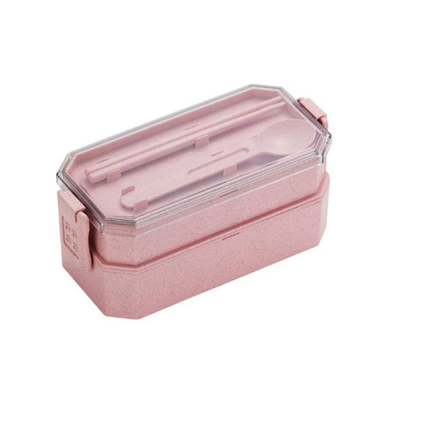 800Ml Lunch Box Wheat Straw Bento 2 Layer Food Storage Lunchboxes