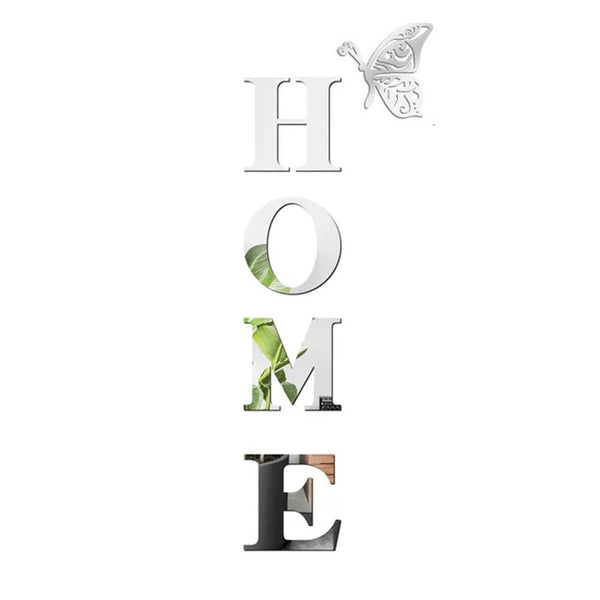 Home Butterfly Acrylic Mirror Wall Letter Stickers Background Wall Stickers