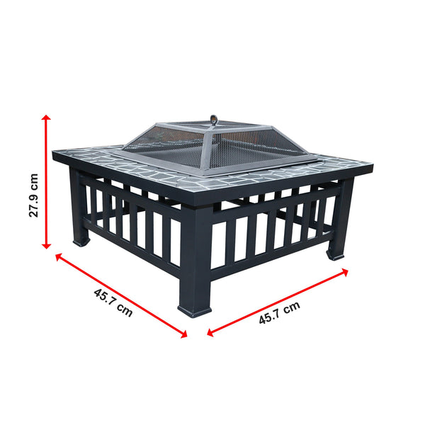 18" Square Metal Fire Pit Outdoor Heater Fire Pits