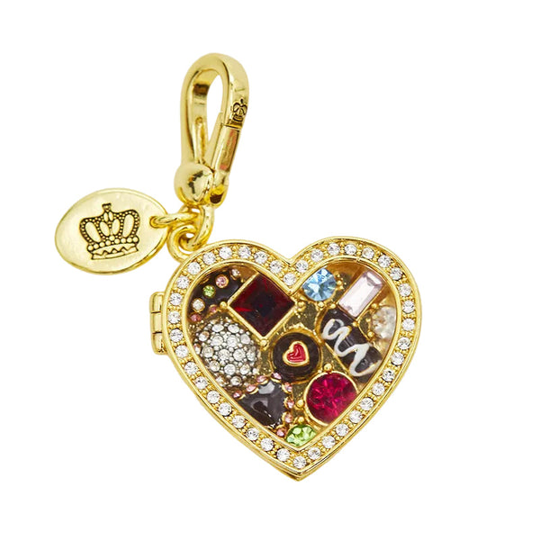 Enamel Glazed Chocolate Gemstone Transparent Heart Shaped Box With Openable Pendant Necklaces & Pendants