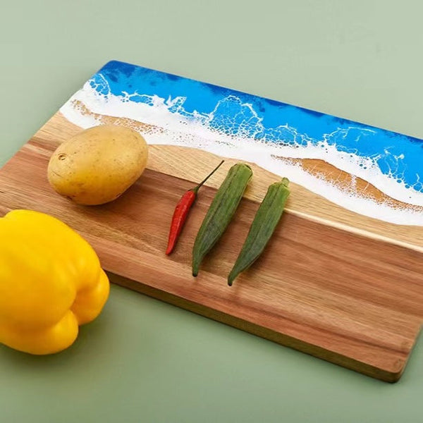 Wood And Resin Cutting Board Ocean Epoxy Serving Cheese Cutting Boards