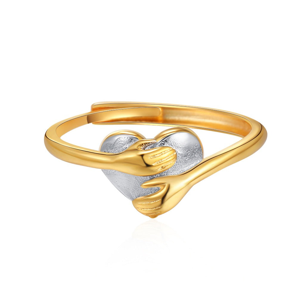 Veile Studios Hug Love Heart Shaped Ring Fashion Simple For Valentine's Day Jewellery Rings