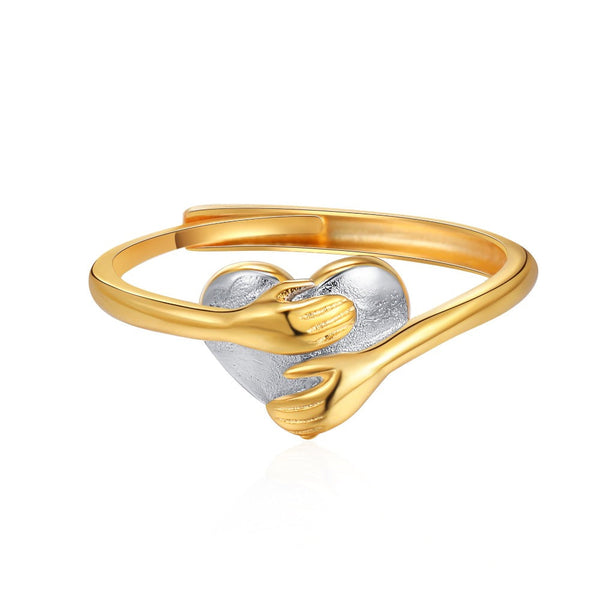 Veile Studios Hug Love Heart Shaped Ring Fashion Simple For Valentine's Day Jewellery Rings