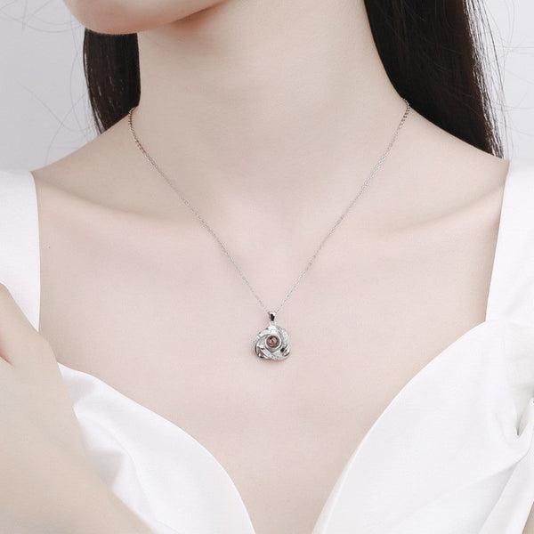 100 Languages I Love You Projection Necklace Simple And Fashionable Spiral Pendant Collarbone Chain Necklaces & Pendants