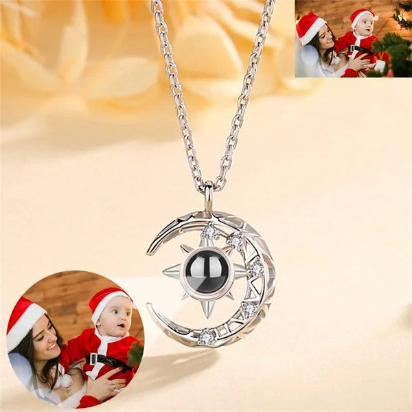 Personalized Photo & Image Necklace Crescent Pendant Projection Necklaces & Pendants