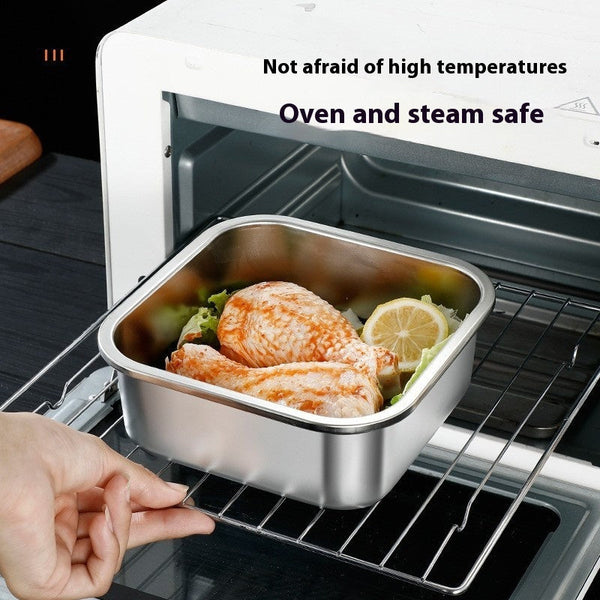 304 Stainless Steel Crisper Square Lunch Box With Handle For Kitchen Storage Lunchboxes