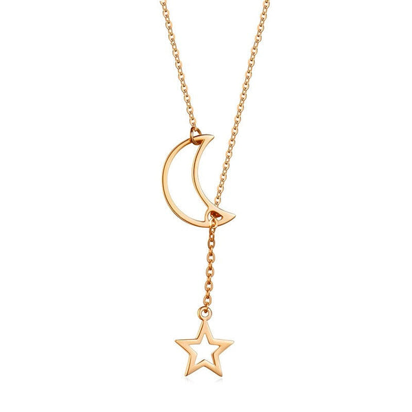 Veile Studios Star Moon Pendant Minimalist Necklace For Women With Length Necklaces & Pendants