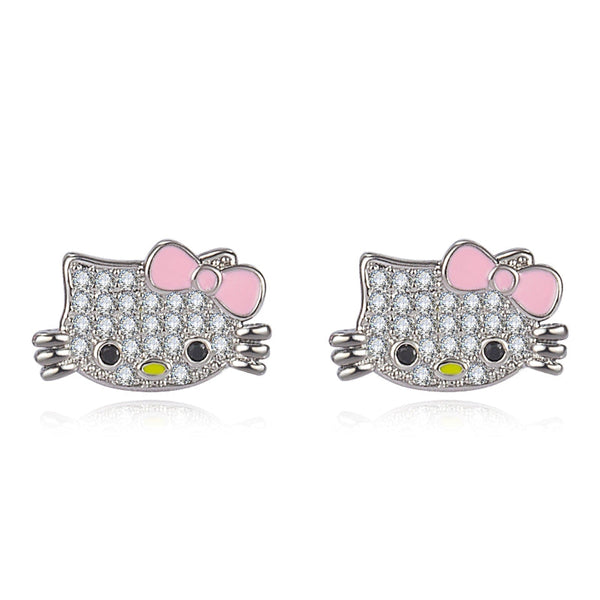 Kitty Cat Open Ring Ear Necklace Jewellery Set Rings