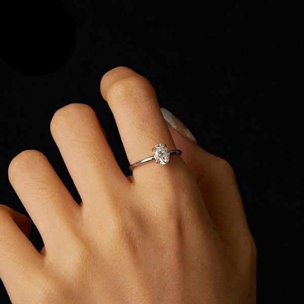 Veile Studios One Carat Moissanite Diamond Ring In Pure Silver Classic Wedding Rings