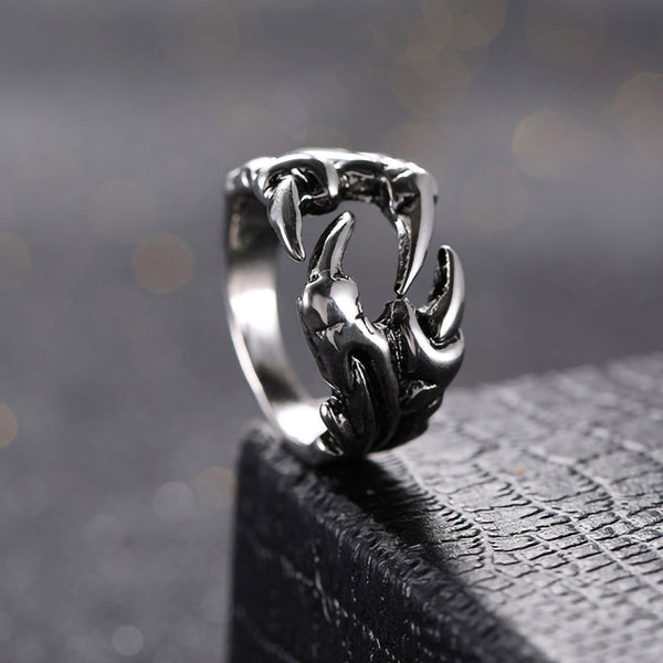 Mens Domineering Open Dragon Claw Ring Punk Chrome Jewelry Titanium Steel Rings