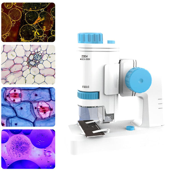 80X200x Magnifying Mini Microscope With Base Kids Science Toy Educational Educational Toys