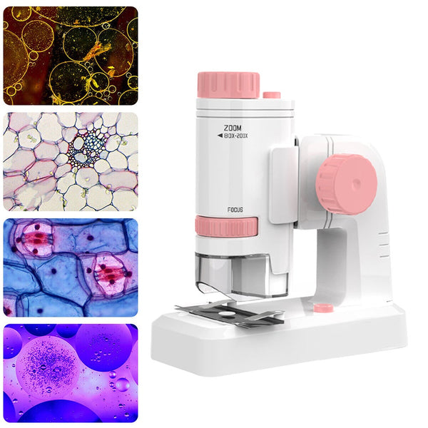 80X200x Magnifying Mini Microscope With Base Kids Science Toy Educational Educational Toys