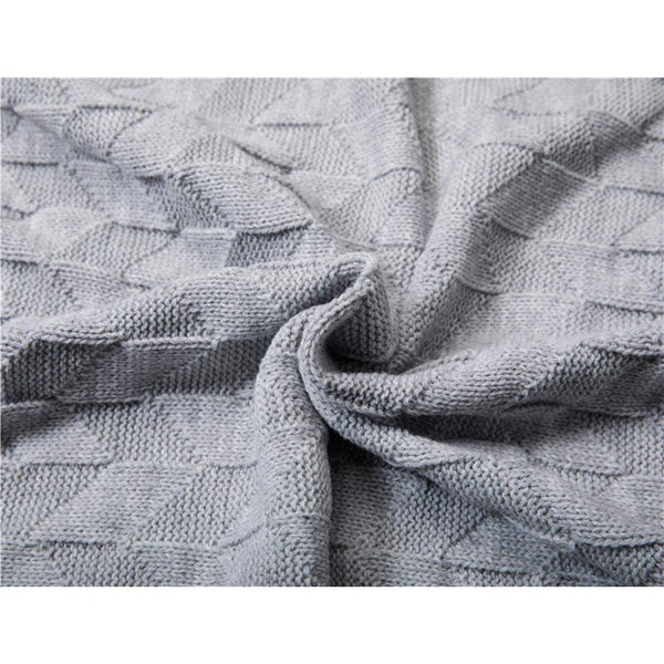 80Cm X 240Cm Warm Cozy Knitted Throw Grey Blankets