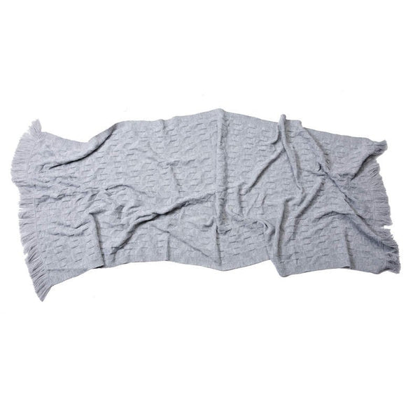 80Cm X 240Cm Warm Cozy Knitted Throw Grey Blankets