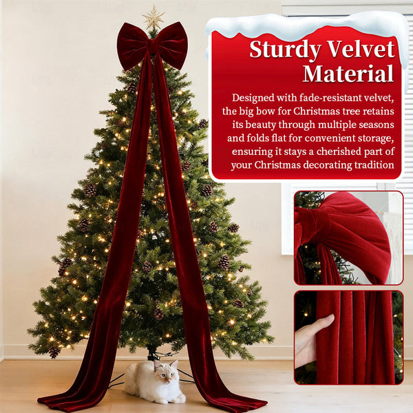 Large Wine Red Christmas Bow Big Festive Tree Topper Decoration For Xmas Seasonal Decorations