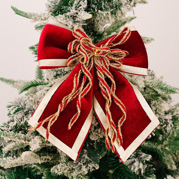 Christmas Decoration Luxurious Velvet Bow Flocked Large Red Seasonal Decorations