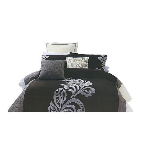 Pierre Black Grey Quilt Cover Set Queen Quilt Covers