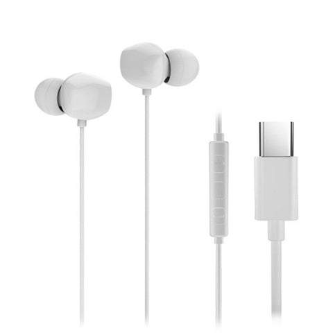 8163 Type C Interface Mega Bass Ear Wired Earphone With Mic White