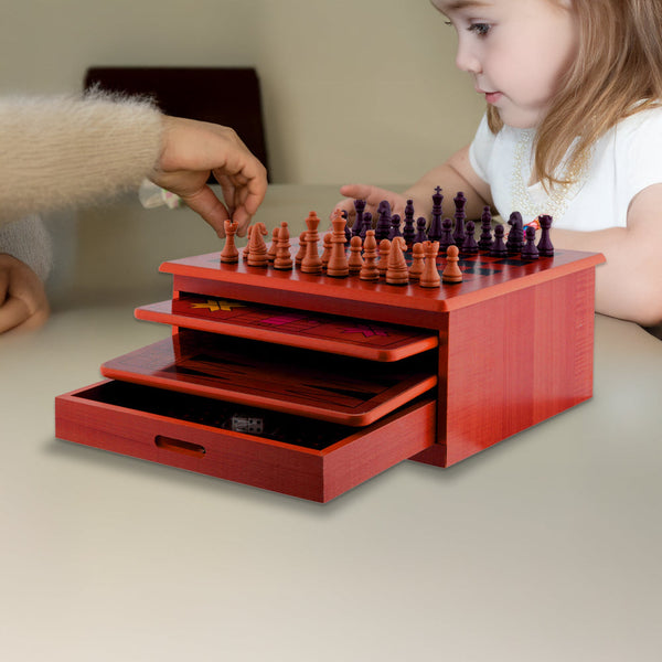 10 In Chess Board Games Slide Out Checkers House Unit Set Contemporary Chess