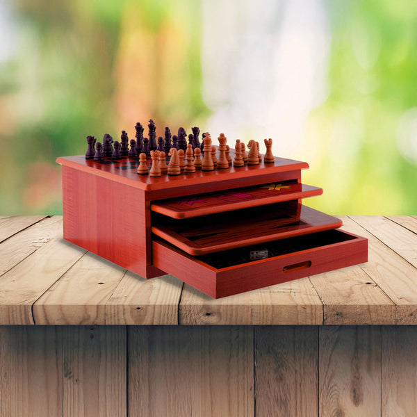 10 In Chess Board Games Slide Out Checkers House Unit Set Contemporary Chess