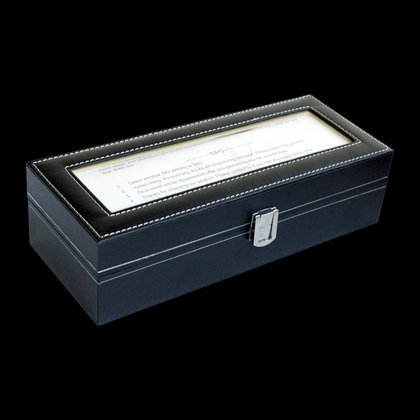 6 Slot Mens Watch Display Case Box Black Pu Leather Boxes & Cases