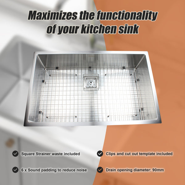 810X505mm Handmade 1.5Mm Stainless Steel Undermount / Topmount Kitchen Sink With Square Waste Kitchen Sinks