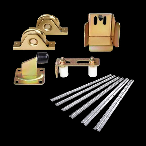 Sliding Gate Hardware Accessories Kit 6M Track Wheels Stopper Roller Guide Sliding Door Hardware