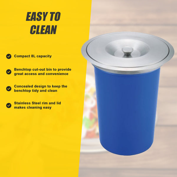 8L Concealed Benchtop Bin Rubbish Bins