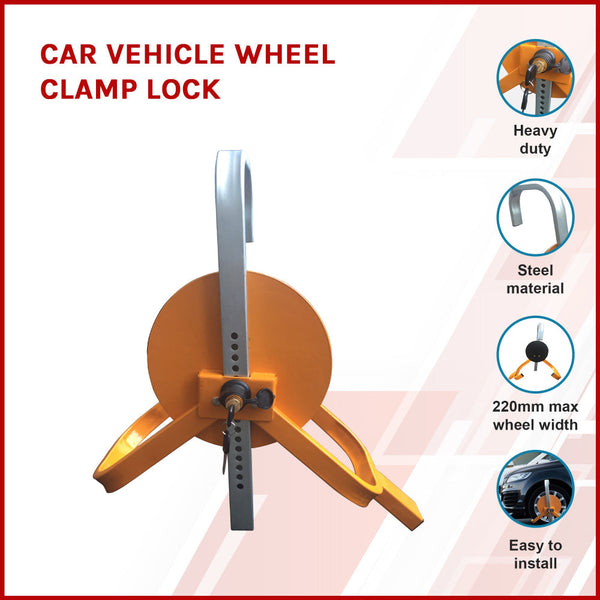 Car Wheel Clamp Lock With Protective Disc Auto Safety Kits & Supplies