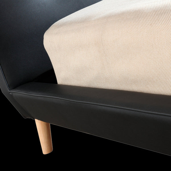 Double Pu Leather Deluxe Bed Frame Black Double Bed Frames