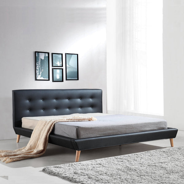 King Pu Leather Deluxe Bed Frame Black King Bed Frames