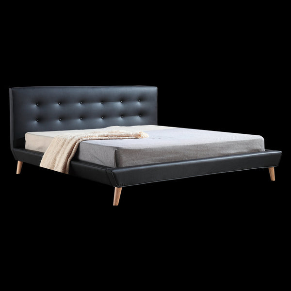 King Pu Leather Deluxe Bed Frame Black King Bed Frames