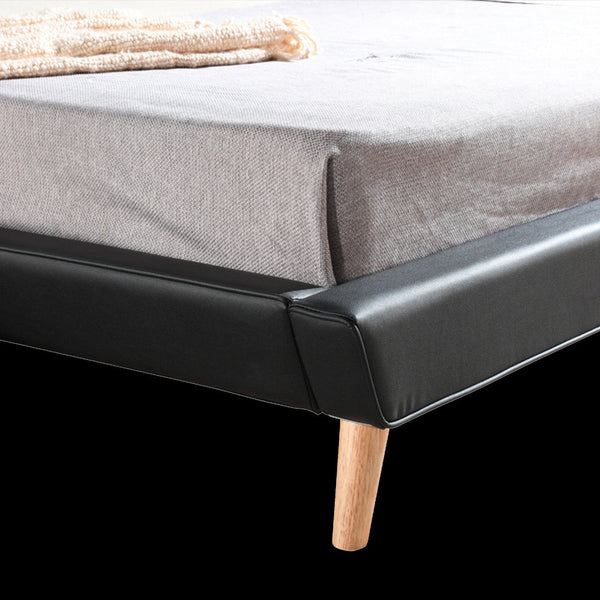 King Pu Leather Deluxe Bed Frame Black King Bed Frames