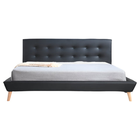 King Pu Leather Deluxe Bed Frame Black King Bed Frames