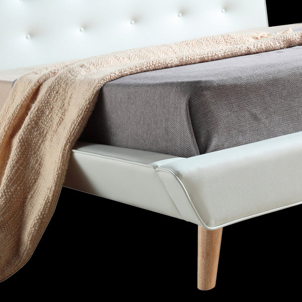 King Pu Leather Deluxe Bed Frame White King Bed Frames