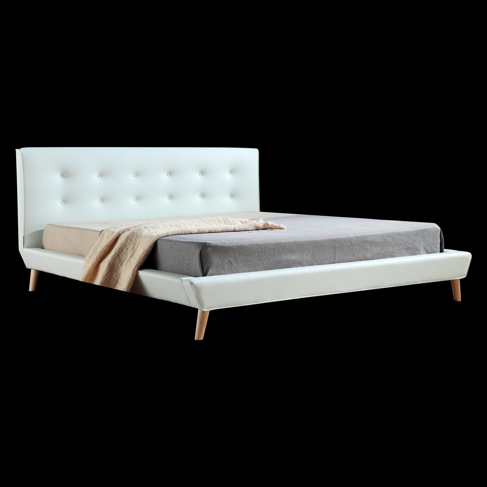 King Pu Leather Deluxe Bed Frame White King Bed Frames