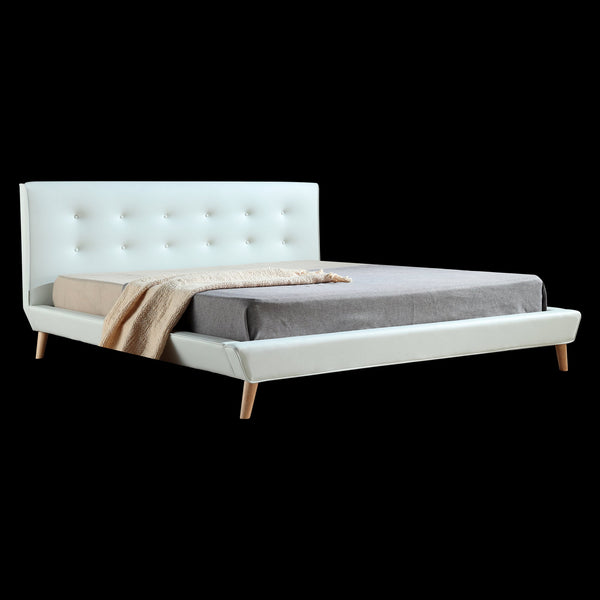 King Pu Leather Deluxe Bed Frame White King Bed Frames