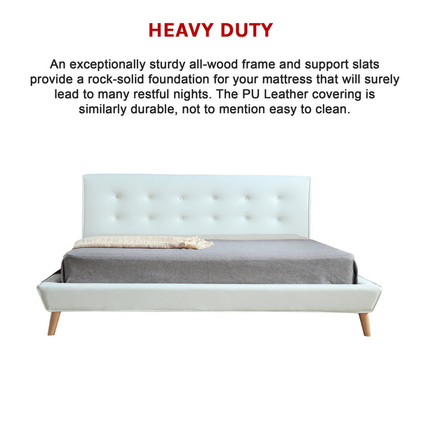 King Pu Leather Deluxe Bed Frame White King Bed Frames