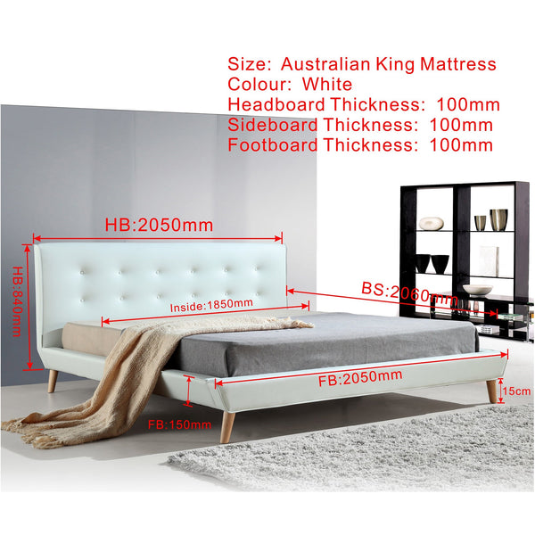 King Pu Leather Deluxe Bed Frame White King Bed Frames