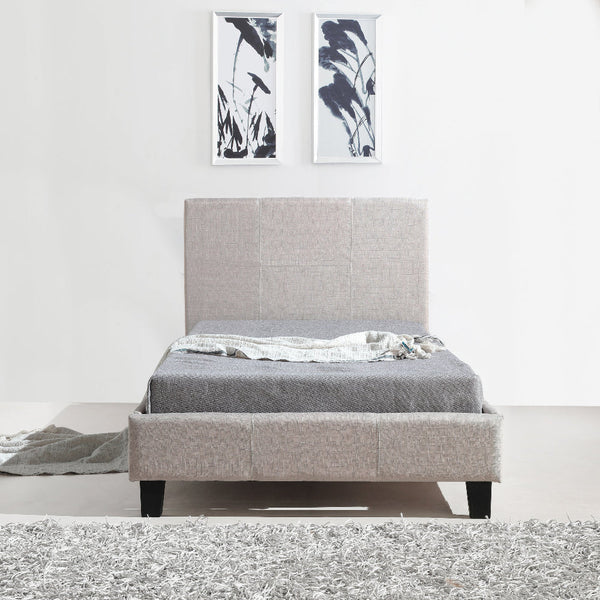 King Single Linen Fabric Bed Frame Beige King Single Bed Frames