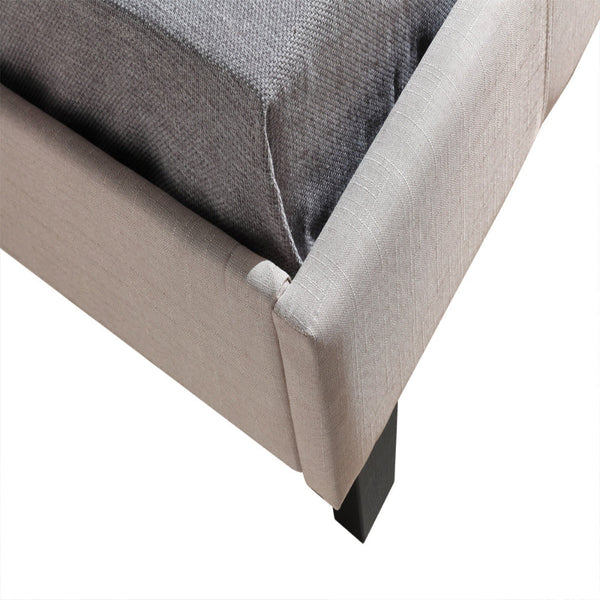 King Single Linen Fabric Bed Frame Beige King Single Bed Frames