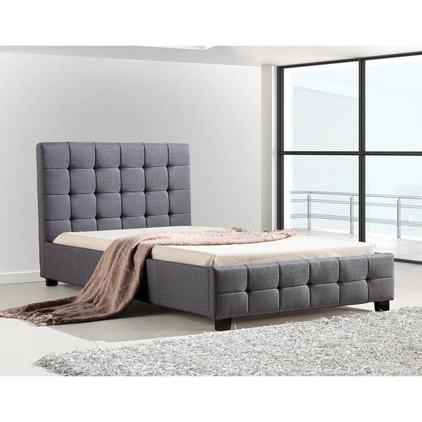 King Single Linen Fabric Deluxe Bed Frame Grey King Single Bed Frames
