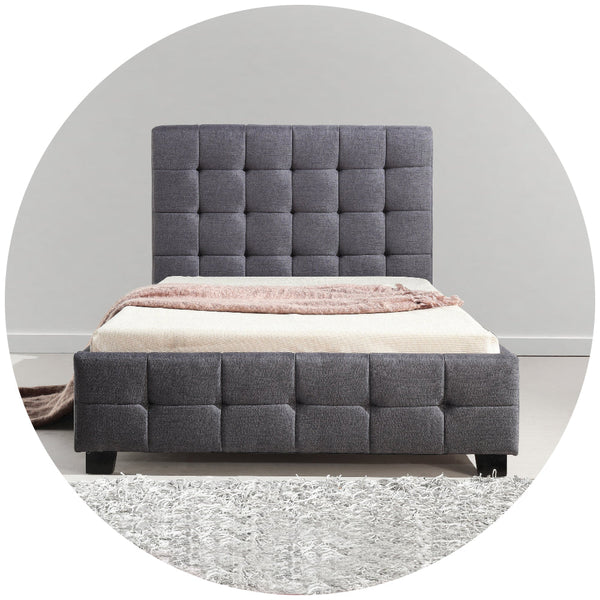King Single Linen Fabric Deluxe Bed Frame Grey King Single Bed Frames