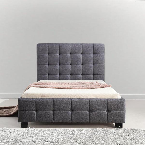 King Single Linen Fabric Deluxe Bed Frame Grey King Single Bed Frames