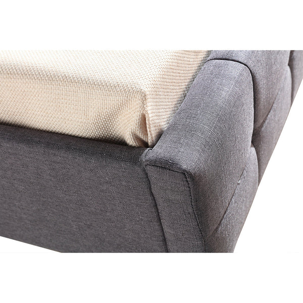 King Single Linen Fabric Deluxe Bed Frame Grey King Single Bed Frames