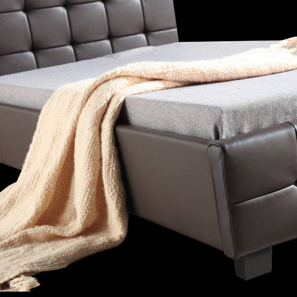 King Single Pu Leather Deluxe Bed Frame Brown King Single Bed Frames