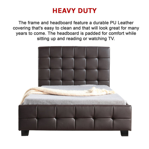 King Single Pu Leather Deluxe Bed Frame Brown King Single Bed Frames