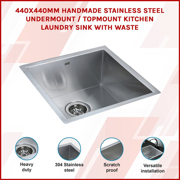 Stainless Steel Sink 440 X 440Mm Kitchen Sinks