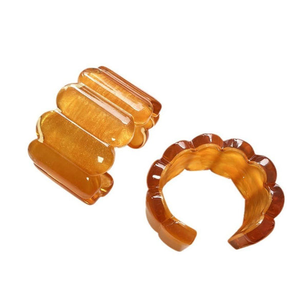 Veile Studios French Resin Open Bracelet Ring Set Retro Handicraft Accessory Rings